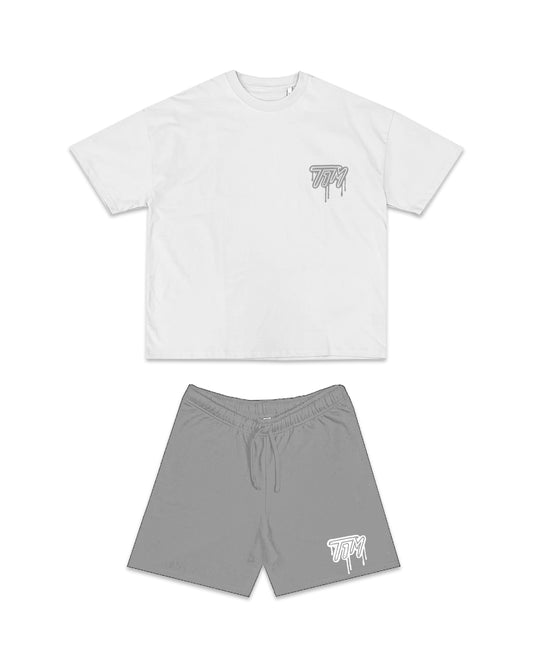 T1M SPILL SHORT SET (WHITE/GREY)